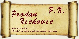 Prodan Ničković vizit kartica
